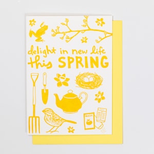 DELIGHT in NEW LIFE This Spring, Letterpress Greeting Card, Easter, New Life, Imbolc,