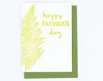 FATHER'S DAY FERN / Letterpress Greeting Card / Letterpress Fathers Day Card / Wild Fern Father's Day Card / Hand-drawn Woodland Ferns