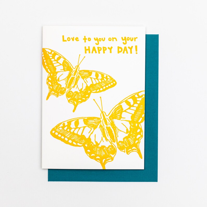 SWALLOWTAIL HAPPY DAY Card, Hand Drawn Butterfly, Wedding, Birthday, Congrats, Congratulations, Cheerful Summer Card, Appalachia, Nature image 1