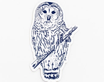 BARRED OWL Vinyl Sticker, Bumper Sticker, Nature Lover, Appalachian Art, Blue Ridge Mountains, Bird Watcher, Woodlands, Native Birds, Owls