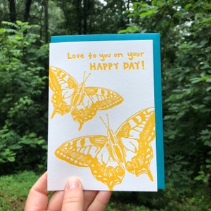 SWALLOWTAIL HAPPY DAY Card, Hand Drawn Butterfly, Wedding, Birthday, Congrats, Congratulations, Cheerful Summer Card, Appalachia, Nature image 2