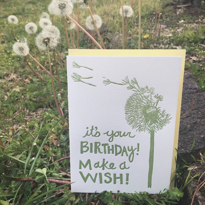 DANDELION WISH BIRTHDAY / Letterpress Greeting Card / Letterpress Birthday Cards / Letterpress Stationery / Spring Birthday / Flower Card image 3