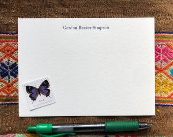 Custom Bodoni Letterpress Stationery – Handmade Flat Note Cards, Set of 50