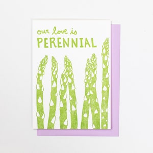 ESPARGOS PERENNIAL LOVE Cartão de felicitações tipográfico, amor, aniversário, "Nosso amor é perene", jardim, cartão para jardineiro, natureza, selvagem