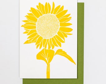 SUNFLOWER Letterpress Card, Summer, Autumn, Stationery, Nature Lover, Floral, Sunshine, Happy, Appalachian, Thank You, Cheerful, Solstice