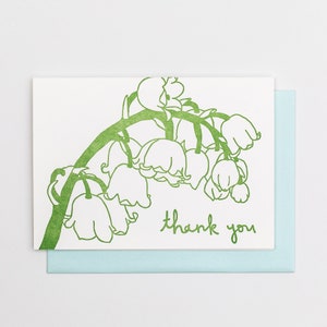 LILY of the VALLEY Dankeskarte, Letterpress Grußkarte, Frühlings-Naturkarte, Appalachian-Flora, Frühlings-Ephemera