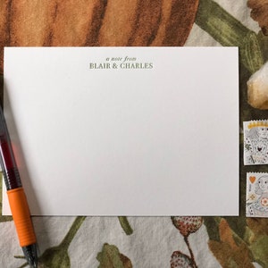 SET von 50 Karten / eine Note von / BODONI Schrift / Custom Letterpress Briefpapier / Personalisiertes Briefpapier / Hochzeitsgeschenk / Personalisiertes Briefpapier