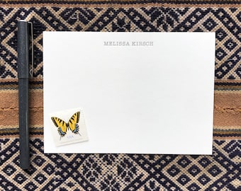 Personalized Letterpress Notecards Set of 50 – American Typewriter Font Cotton Stationery