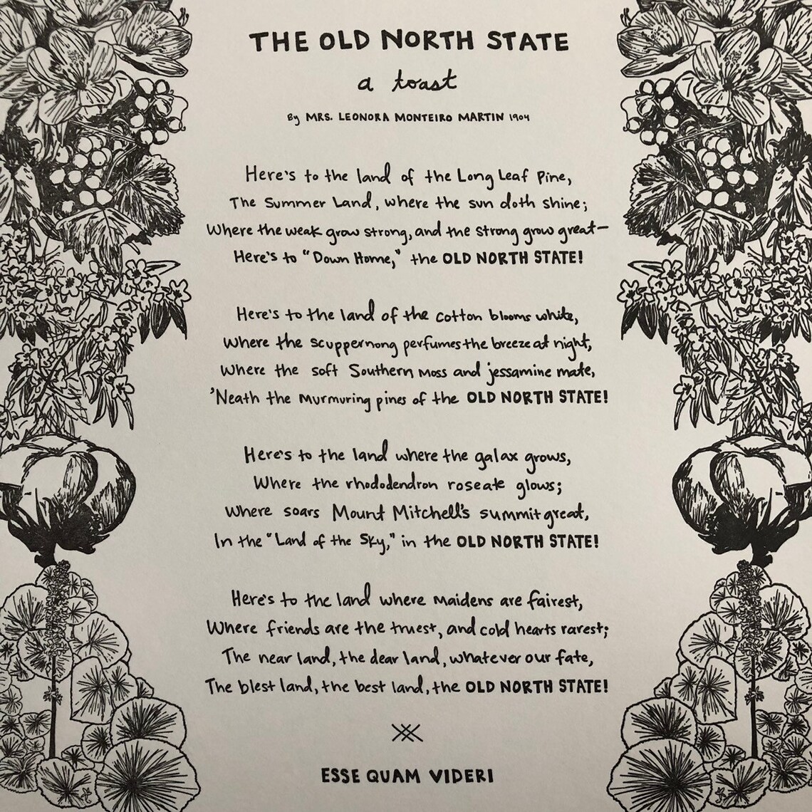 The OLD NORTH STATE North Carolina Toast Large Letterpress Etsy