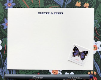 Rockwell Font Letterpress Stationery Set of 50 – Personalized Cotton Notecards