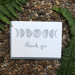 MOON PHASE Thank You Letterpress Greeting Card, Handmade Stationery, Phases of the Moon, Moon Lover, Astrology, Full Moon, New Moon, Thanks image 3