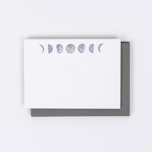LUNAR LETTERPRESS NOTIZKARTEN / Mondzyklus Grußkarten / Mondphasen Letterpress Grußkarten / Mond Briefpapier / Mond Dankeskarten