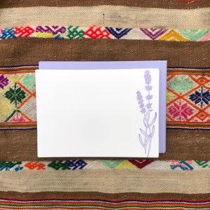 LAVENDEL KRÄUTER NOTIZKARTEN, Set von 10 flachen Letterpress Notizkarten, Frühling Sommer, Gartenkraut, Kräuterkunde, Kräutermedizin, Natur, lila