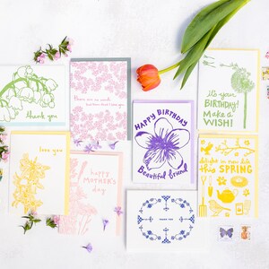 FRÜHLINGSPAKET, Letterpress Karten Set, Bunte Fröhlichkeit, Fun Pack, Floral, Ostern, Muttertag,