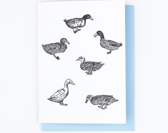 DUCK GREETING CARD, Letterpress, Appalachian Fauna, Bird Lover, Farm Animal, Hand-drawn, Backyard Ducks, Homestead, Permaculture, Poultry