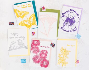 SWEETNESS BUNDLE, Letterpress Greeting Card Set, Cheerful, Earnest, Fun Card Pack, Love, Valentines, Hand drawn typography, Seasonal Living