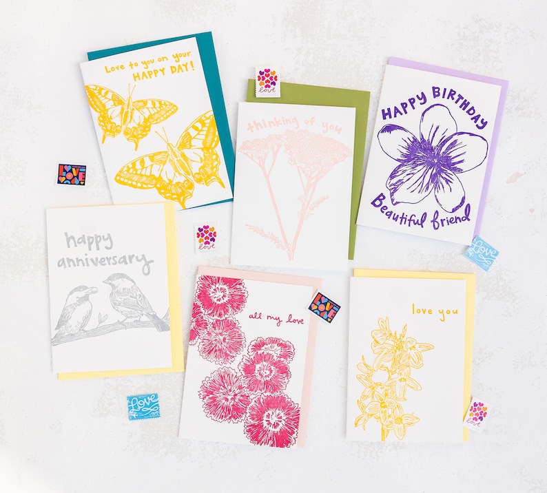 SWEETNESS BUNDLE, Letterpress Greeting Card Set, Cheerful, Earnest, Fun Card Pack, Love, Valentines, Hand drawn typography, Seasonal Living image 1