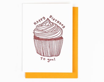 CUPCAKE LETTERPRESS BIRTHDAY Card