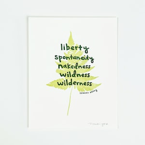 Edward Abbey Quote, Letterpress Fern Print, Wilderness Wall Art