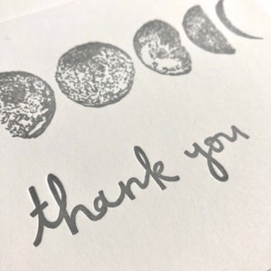 MOON PHASE Thank You Letterpress Greeting Card, Handmade Stationery, Phases of the Moon, Moon Lover, Astrology, Full Moon, New Moon, Thanks image 4