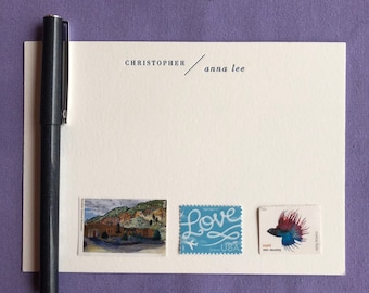 Juego de 50 tarjetas de papelería personalizadas con impresión tipográfica: tarjetas Bodoni personalizadas en papel de algodón