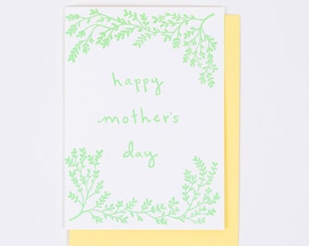MOTHER'S DAY CARD, Letterpress Greeting for Mom, Nature, Garden, Wildlife, Hiking, Hiker, Elegant, Woodland, Sweet, Botanical, Hand-drawn
