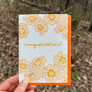 COREOPSIS CONGRATULATIONS CARD, Hand Drawn Floral, Wildflower Congrats, Summer Flower Card, Golden Botanical, Wedding Card, Baby, New Job image 2