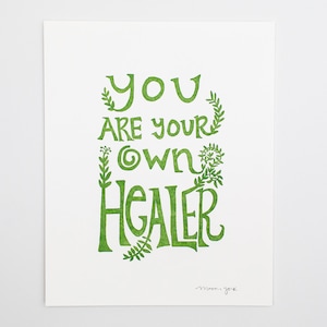 YOU ARE your own HEALER Art Print, Herbal Medicine, Plant Magic Folk Art, Herbalist Decor, Wise Woman, Healing Hands, Homeopathy, Herb