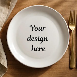 Minimalist Plate Mockup | Rustic Kitchen Table Scene | Food Branding Template