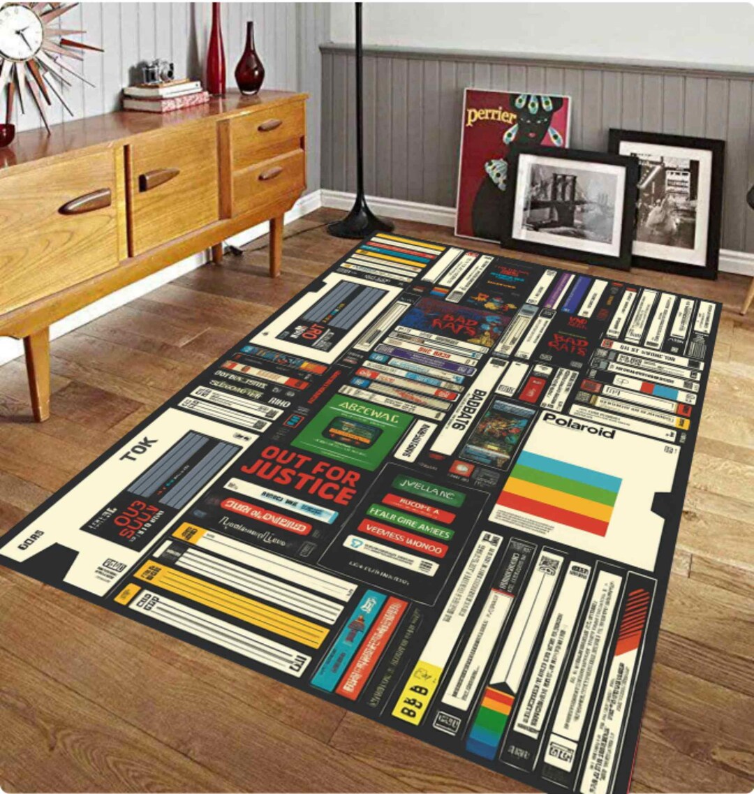 Retro Cassette Tape Rug, Vintage Music Carpet, Washable Non Slip 80s ...