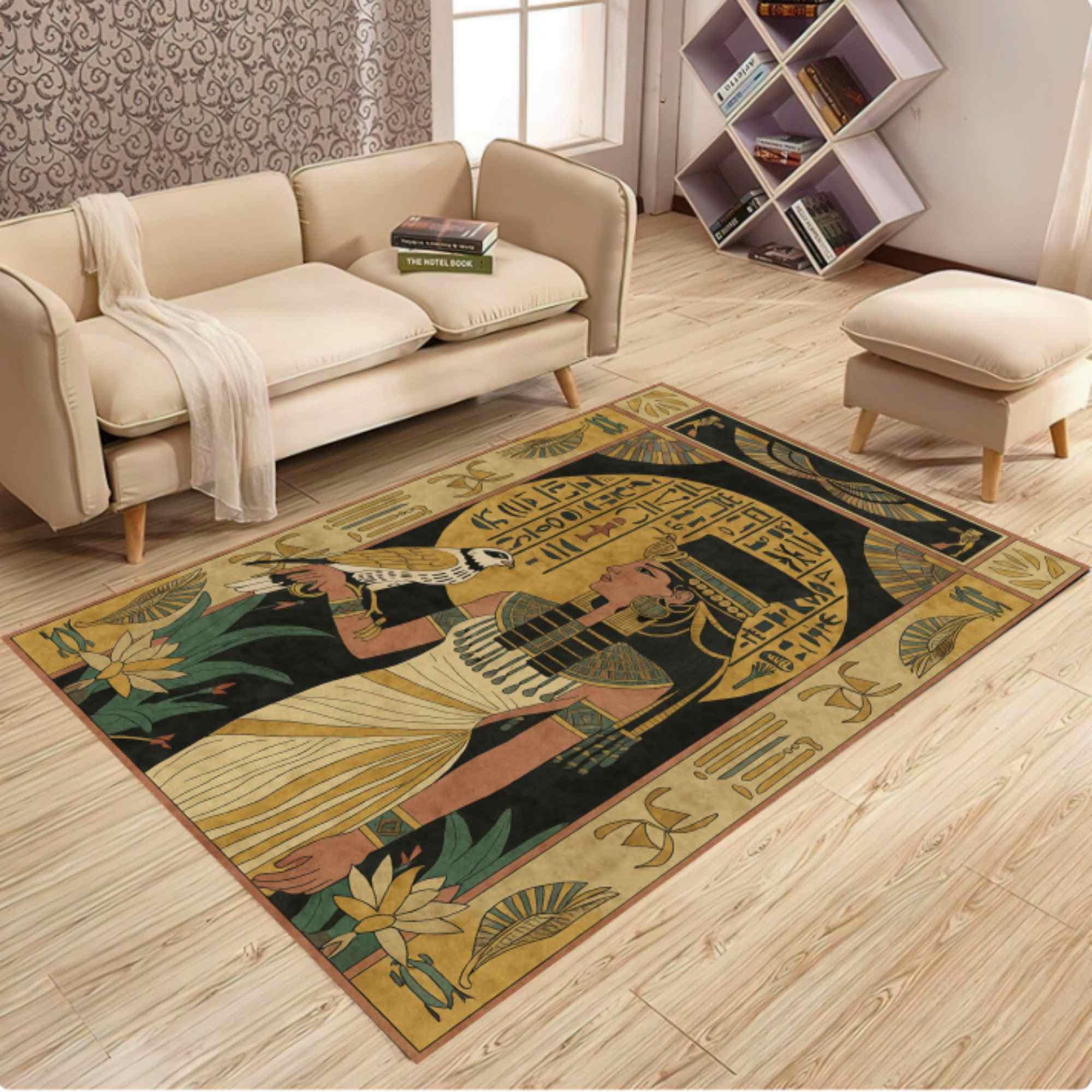 Egyptian Queen Rug, Ancient Pharaoh Carpet, Washable Non Slip Floor Mat, Vintage Egyptian Decor, Cleopatra Style Living Room Carpet,gift - Israel