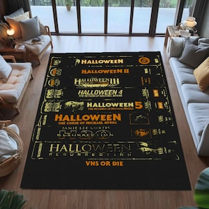 Tapis d&#39;Halloween VHS, tapis d&#39;horreur, tapis de film d&#39;halloween antidérapant lavable, tapis de décoration rétro effrayant, tapis de sol gothique d&#39;halloween, cadeau