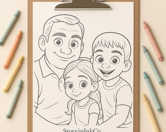 Aangepaste kleurplaat in Pixar-stijl: digitaal cadeau cartoon portret (digitale download)