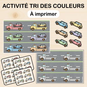 Printable activity for children - Educational game tow trucks and cars - Color and logic learning kit - Montessori 2-4 years PDF