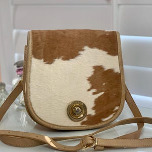 Vintage Cowhide Crossbody Bag: 1970s French Covina Hair-on-Hide Western Purse