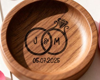 Personalized Wooden Ring Dish, Engraved Jewelry Tray, Wedding Gift