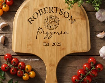Personalized Wood Pizza Board , Engraved Pizza Paddle, Custom Pizza Peel, Pizza Lover & Housewarming Gift