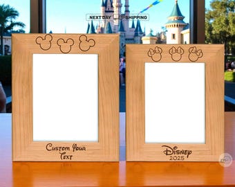 Personalized Mickey Mouse and Disney Cruise 5x7 Wood Photo Frame, Custom Engraved Disney Cruise Line, Disney Fantasy,  Disneyland