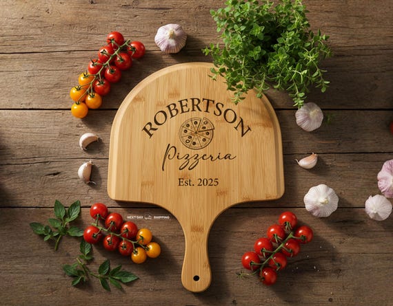 Personalized Wood Pizza Board , Engraved Pizza Paddle, Custom Pizza Peel, Pizza Lover & Housewarming Gift, Father's Day Gift