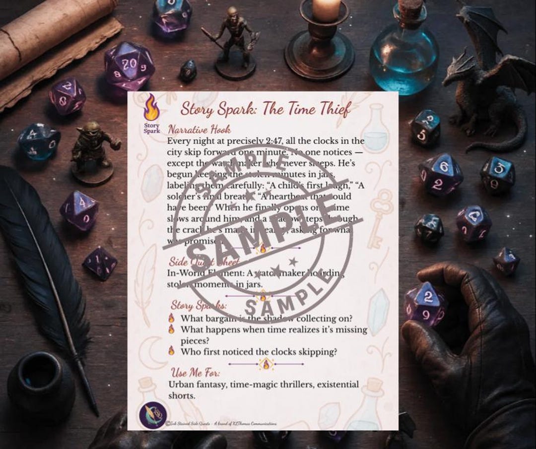 Ink Stained Story Spark: the Time Thief - Fantasy Writing Prompt, RPG ...
