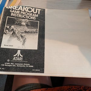 Breakout Instructions Atari VCS Reproduction New
