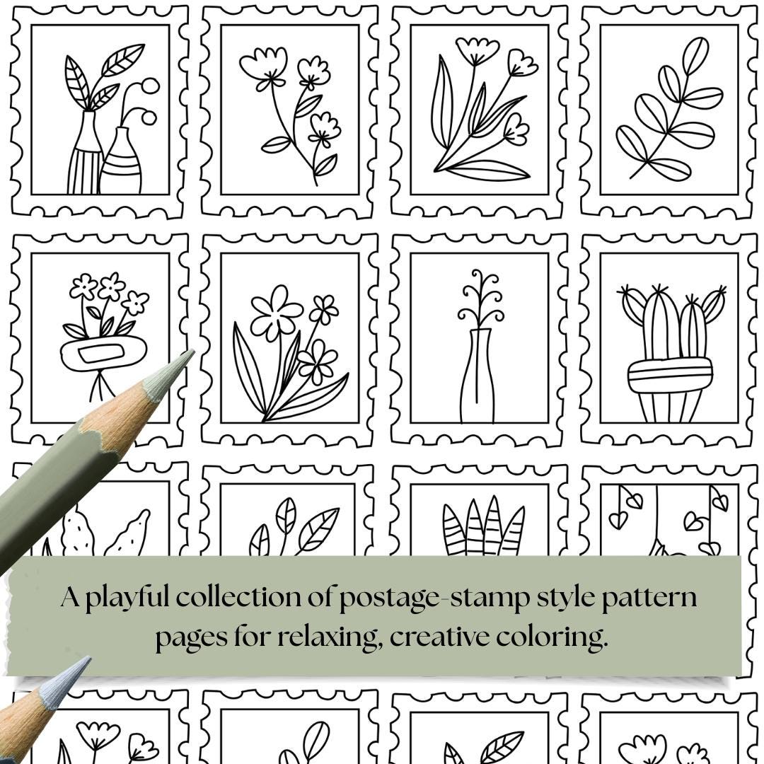 Stamp Coloring Pages Bundle #2 | 12 Stamp Pattern Sheets + 3 Bonus ...