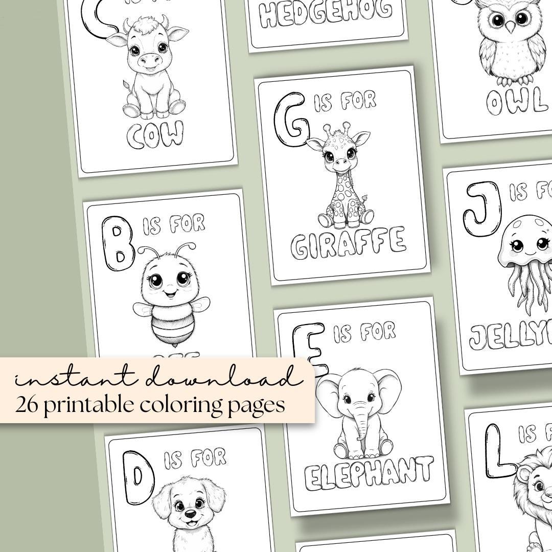 Animal ABC Coloring Book for Kids | Cute Animal Alphabet Coloring Pages ...
