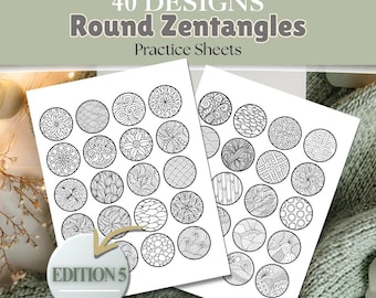 Cahier d'exercices sur les motifs zentangle, vol. 5 | Motifs ronds Zentangle | Feuilles d'entraînement au traçage et au dessin | 15 pages | Dessin pleine conscience | PDF #370
