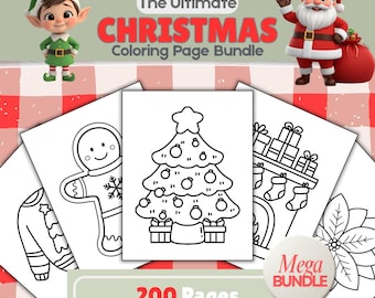 Bold & Easy Weihnachten Malvorlagen Bundle | 200 einfache lustige Feiertagsentwürfe | Druckbare Kinder Weihnachtsaktivitäten | Weihnachtsmann Ausmalen