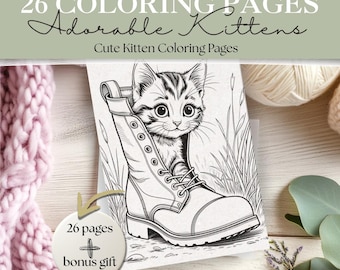Cute Cat Coloring Pages | Adorable Kitten Printable Coloring Sheets | Bold & Easy Animal Coloring Book for Kids | Funny Cats and Kittens PDF