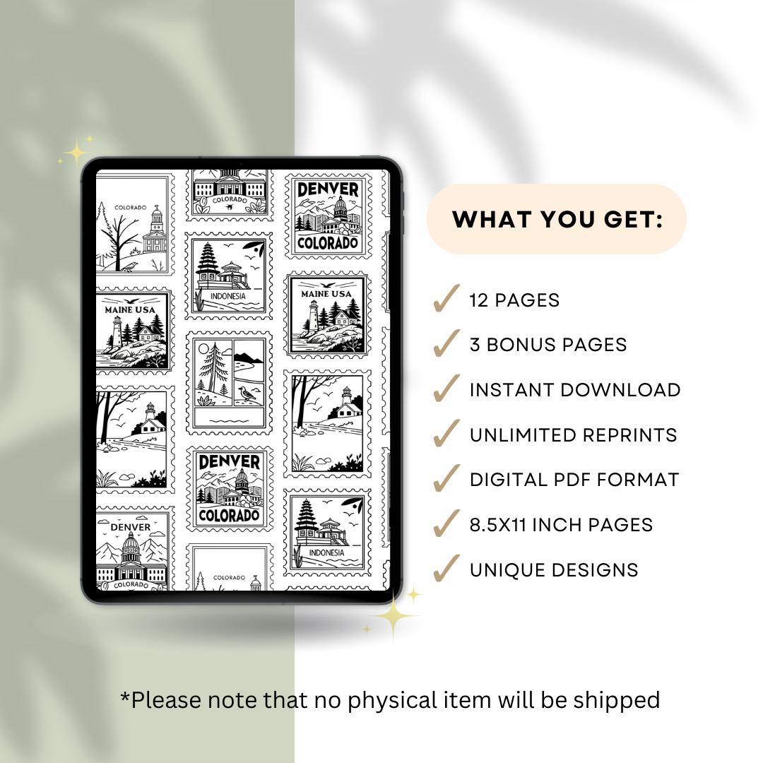 Stamp Coloring Pages Bundle #2 | 12 Stamp Pattern Sheets + 3 Bonus ...