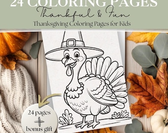 Thanksgiving Coloring Pages for Kids | Fun Fall Activities | Bold & Easy Coloring | Holiday Printables | Turkey, Pumpkin, Gratitude Sheets