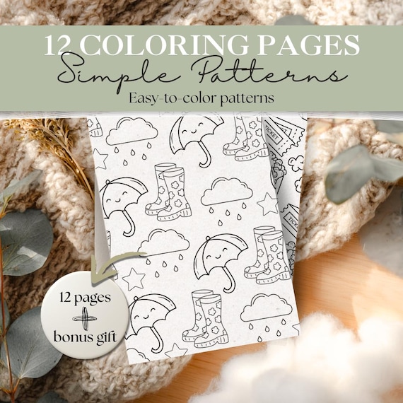Cute & Simple Pattern Coloring Pages | Bold and Easy Everyday Designs | Rainbows, Candy Land, Butterflies | Coloring Sheets for All Ages
