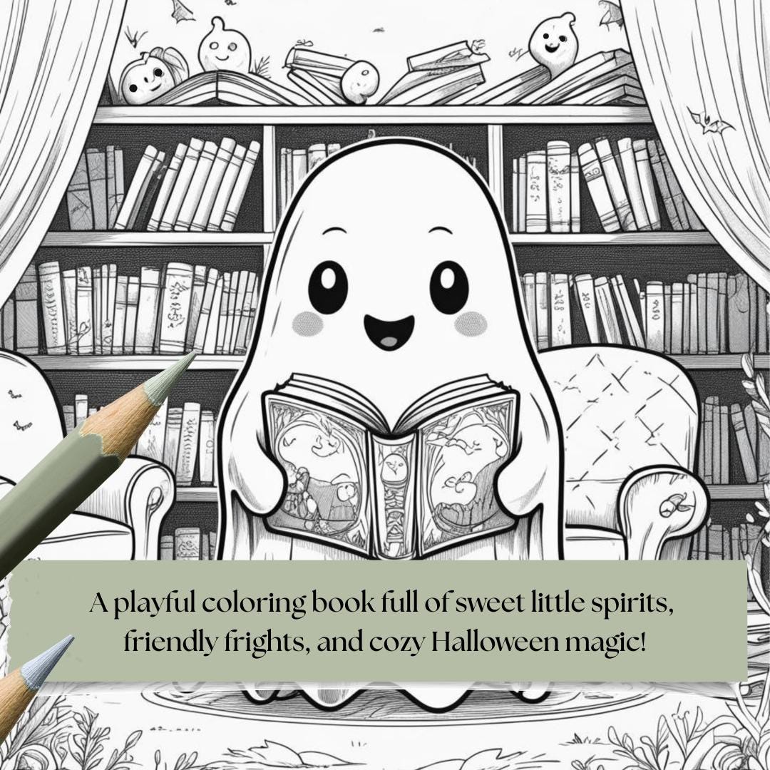 Cute Ghost Coloring Pages for Kids | 12-page Halloween Coloring Book ...